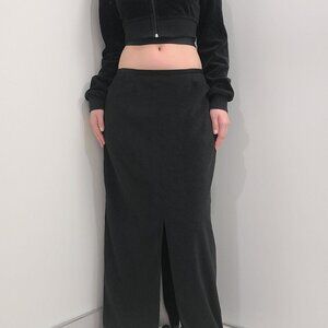 Black Velvet Sleek Y2k Vintage Maxi Skirt